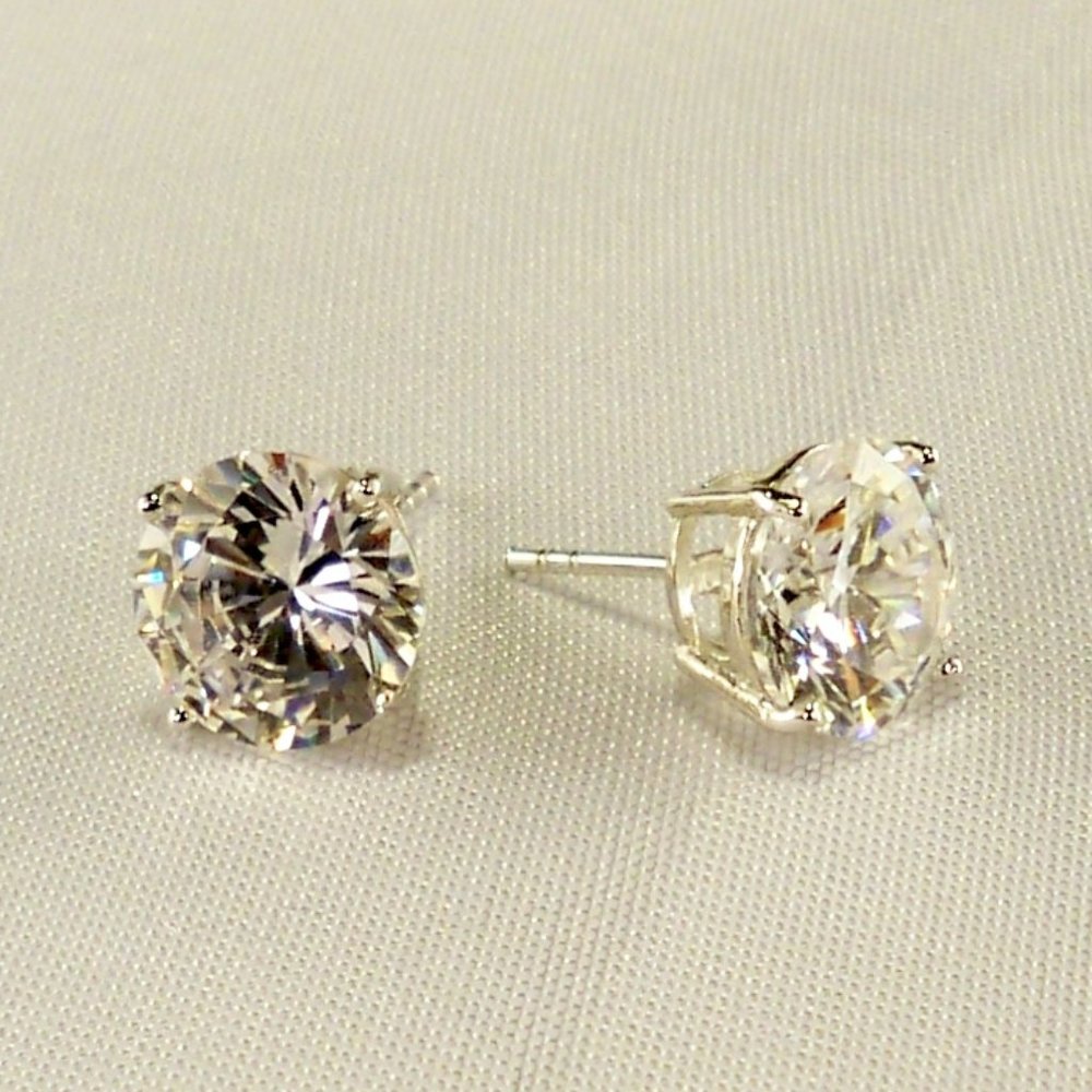 New CK Round Cut Cubic Zirconia Silver DESIGNER Earrings